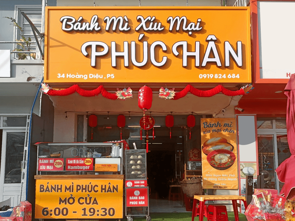 Quán bánh mì xíu mại Phúc Hân nhỏ xinh trên Đường Hoàng Diệu (Nguồn: Bánh Mì Xíu Mại Phúc Hân - Hoàng Diệu - Google Map)